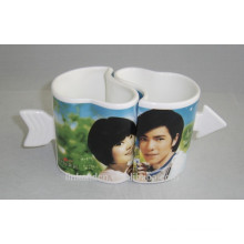 Haonai Lovely heart shape ceramic couple mug